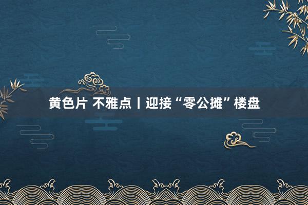 黄色片 不雅点丨迎接“零公摊”楼盘