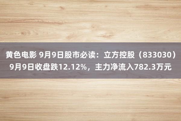 黄色电影 9月9日股市必读：立方控股（833030）9月9日收盘跌12.12%，主力净流入782.3万元