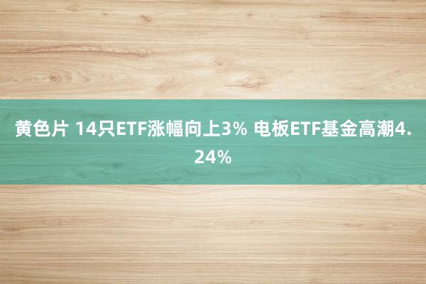 黄色片 14只ETF涨幅向上3% 电板ETF基金高潮4.24%