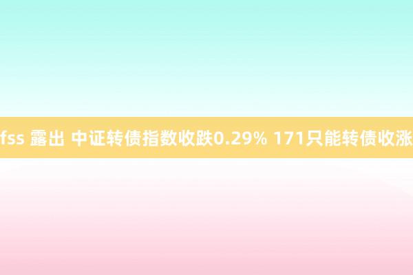 fss 露出 中证转债指数收跌0.29% 171只能转债收涨