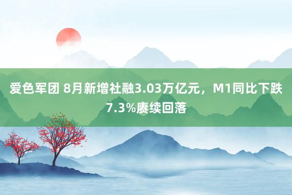 爱色军团 8月新增社融3.03万亿元，M1同比下跌7.3%赓续回落