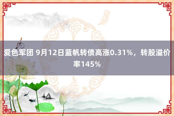 爱色军团 9月12日蓝帆转债高涨0.31%，转股溢价率145%