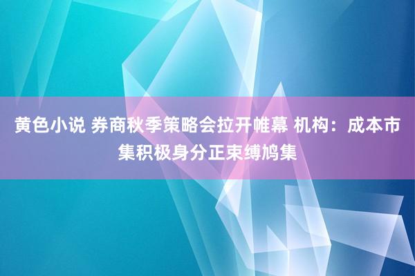 黄色小说 券商秋季策略会拉开帷幕 机构：成本市集积极身分正束缚鸠集