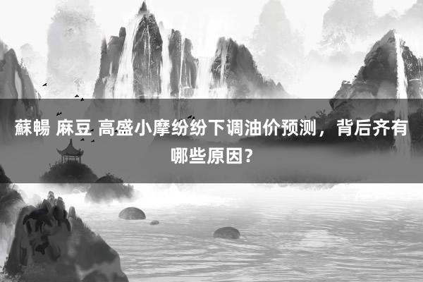 蘇暢 麻豆 高盛小摩纷纷下调油价预测，背后齐有哪些原因？