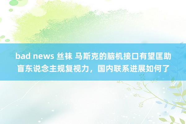 bad news 丝袜 马斯克的脑机接口有望匡助盲东说念主规复视力，国内联系进展如何了