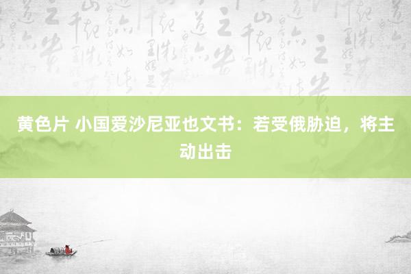 黄色片 小国爱沙尼亚也文书：若受俄胁迫，将主动出击