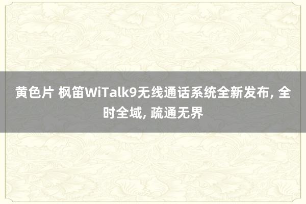 黄色片 枫笛WiTalk9无线通话系统全新发布， 全时全域， 疏通无界