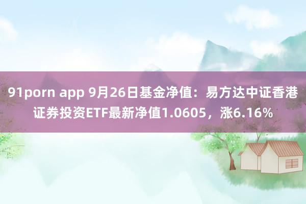 91porn app 9月26日基金净值：易方达中证香港证券投资ETF最新净值1.0605，涨6.16%