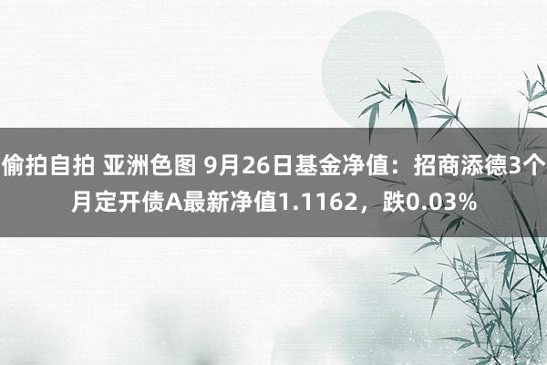 偷拍自拍 亚洲色图 9月26日基金净值：招商添德3个月定开债A最新净值1.1162，跌0.03%