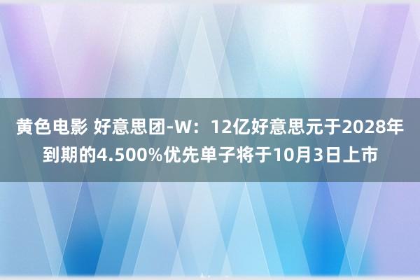 黄色电影 好意思团-W：12亿好意思元于2028年到期的4.500%优先单子将于10月3日上市