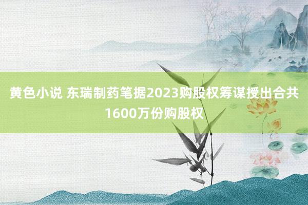 黄色小说 东瑞制药笔据2023购股权筹谋授出合共1600万份购股权