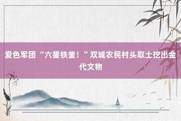 爱色军团 “六鋬铁釜！”双城农民村头取土挖出金代文物