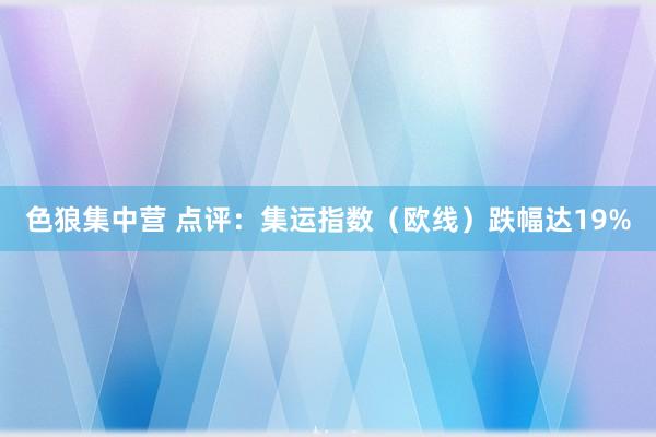 色狼集中营 点评：集运指数（欧线）跌幅达19%