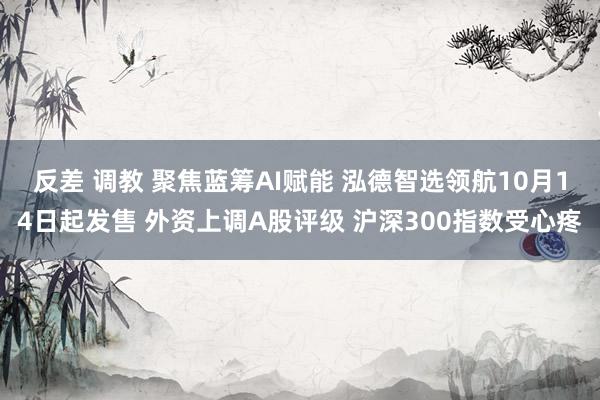 反差 调教 聚焦蓝筹AI赋能 泓德智选领航10月14日起发售 外资上调A股评级 沪深300指数受心疼