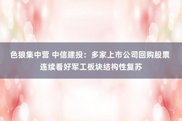 色狼集中营 中信建投：多家上市公司回购股票 连续看好军工板块结构性复苏