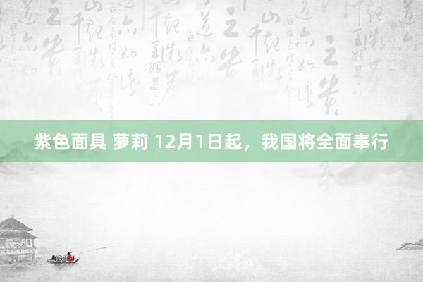 紫色面具 萝莉 12月1日起，我国将全面奉行