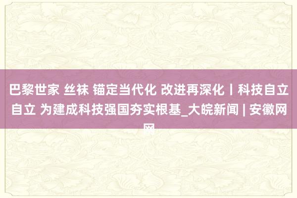 巴黎世家 丝袜 锚定当代化 改进再深化丨科技自立自立 为建成科技强国夯实根基_大皖新闻 | 安徽网