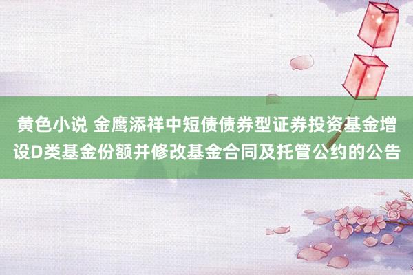 黄色小说 金鹰添祥中短债债券型证券投资基金增设D类基金份额并修改基金合同及托管公约的公告