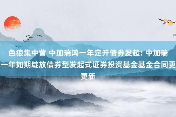 色狼集中营 中加瑞鸿一年定开债券发起: 中加瑞鸿一年如期绽放债券型发起式证券投资基金基金合同更新