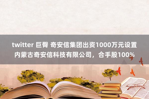 twitter 巨臀 奇安信集团出资1000万元设置内蒙古奇安信科技有限公司，合手股100%