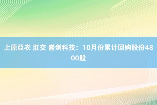 上原亞衣 肛交 盛剑科技：10月份累计回购股份4800股