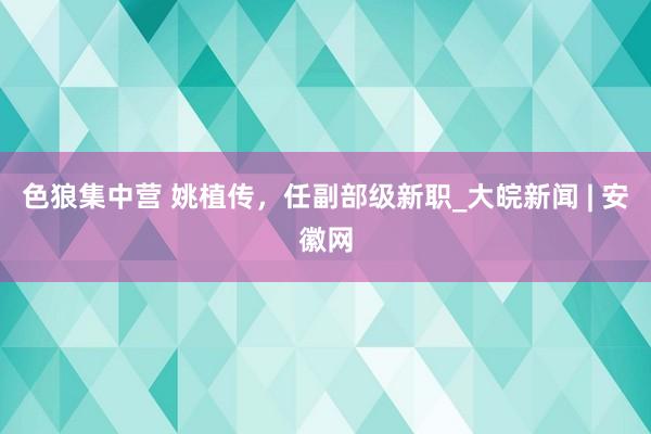 色狼集中营 姚植传，任副部级新职_大皖新闻 | 安徽网