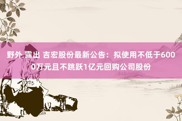 野外 露出 吉宏股份最新公告：拟使用不低于6000万元且不跳跃1亿元回购公司股份