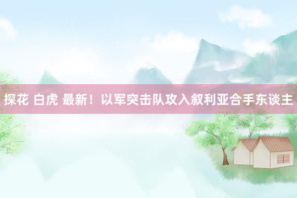 探花 白虎 最新！以军突击队攻入叙利亚合手东谈主