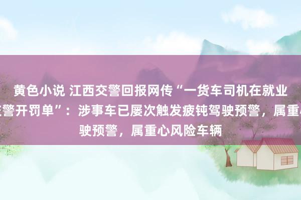 黄色小说 江西交警回报网传“一货车司机在就业区遭高速交警开罚单”：涉事车已屡次触发疲钝驾驶预警，属重心风险车辆