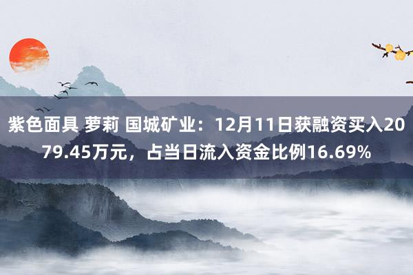 紫色面具 萝莉 国城矿业：12月11日获融资买入2079.45万元，占当日流入资金比例16.69%