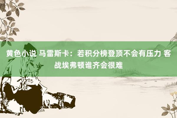 黄色小说 马雷斯卡：若积分榜登顶不会有压力 客战埃弗顿谁齐会很难