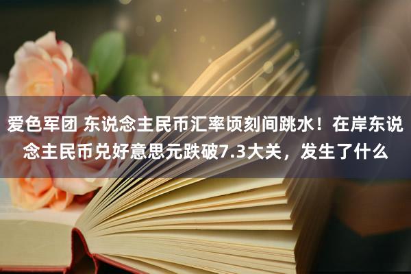 爱色军团 东说念主民币汇率顷刻间跳水！在岸东说念主民币兑好意思元跌破7.3大关，发生了什么