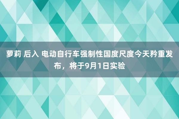 萝莉 后入 电动自行车强制性国度尺度今天矜重发布，将于9月1日实验