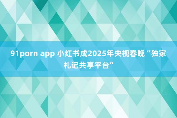 91porn app 小红书成2025年央视春晚“独家札记共享平台”