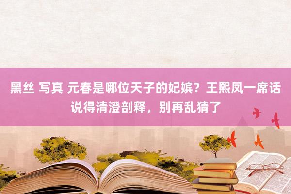 黑丝 写真 元春是哪位天子的妃嫔？王熙凤一席话说得清澄剖释，别再乱猜了